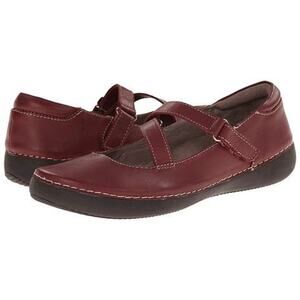 Vionic Judith Mary Jane Shoes Leather Hook & Eye Strap Strappy Round Toe Red 9